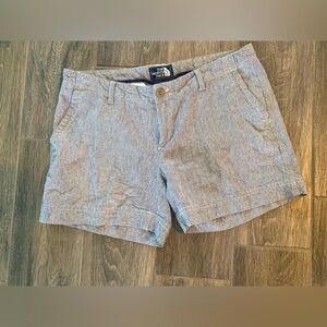 The North Face Blue and White Striped Shorts Size 8 Long